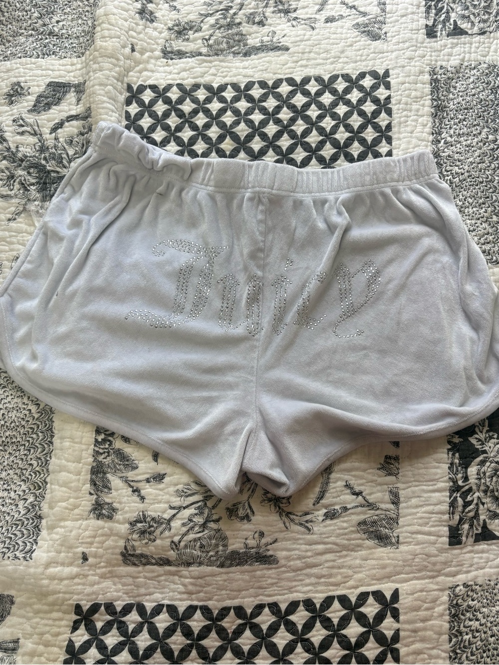 Juicy Couture Rhinestone Script White Women's Lounge Shorts